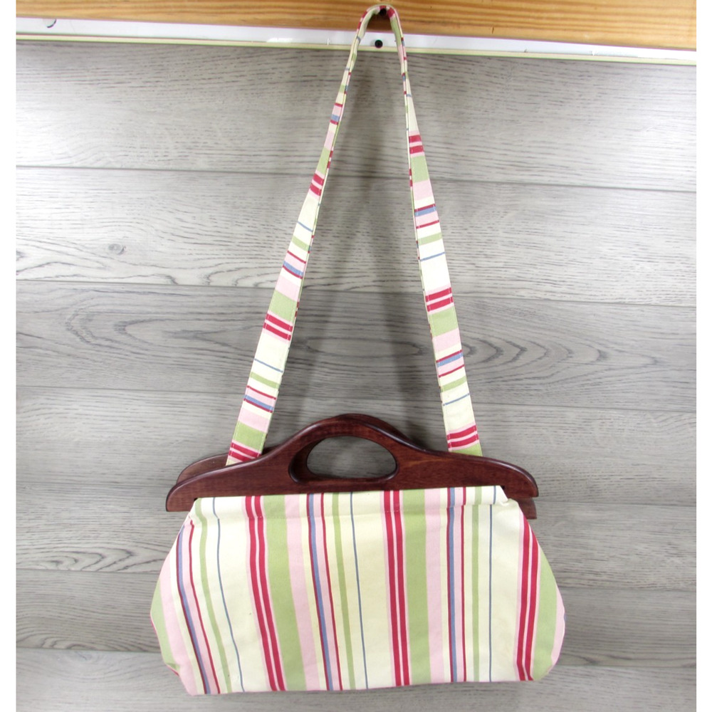 ArtBin Project Tote Striped Shoulder Bag Wooden Handles Knitting Crochet Quilt